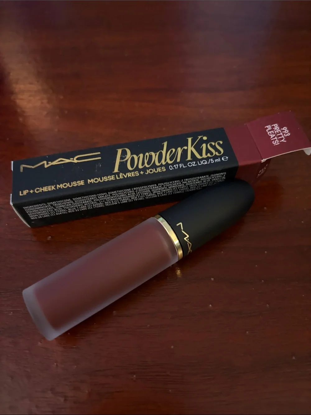 MAC Cosmetics Powder Kiss Lip + Cheek Mousse - Deep Wine “ Pretty Pleats!”